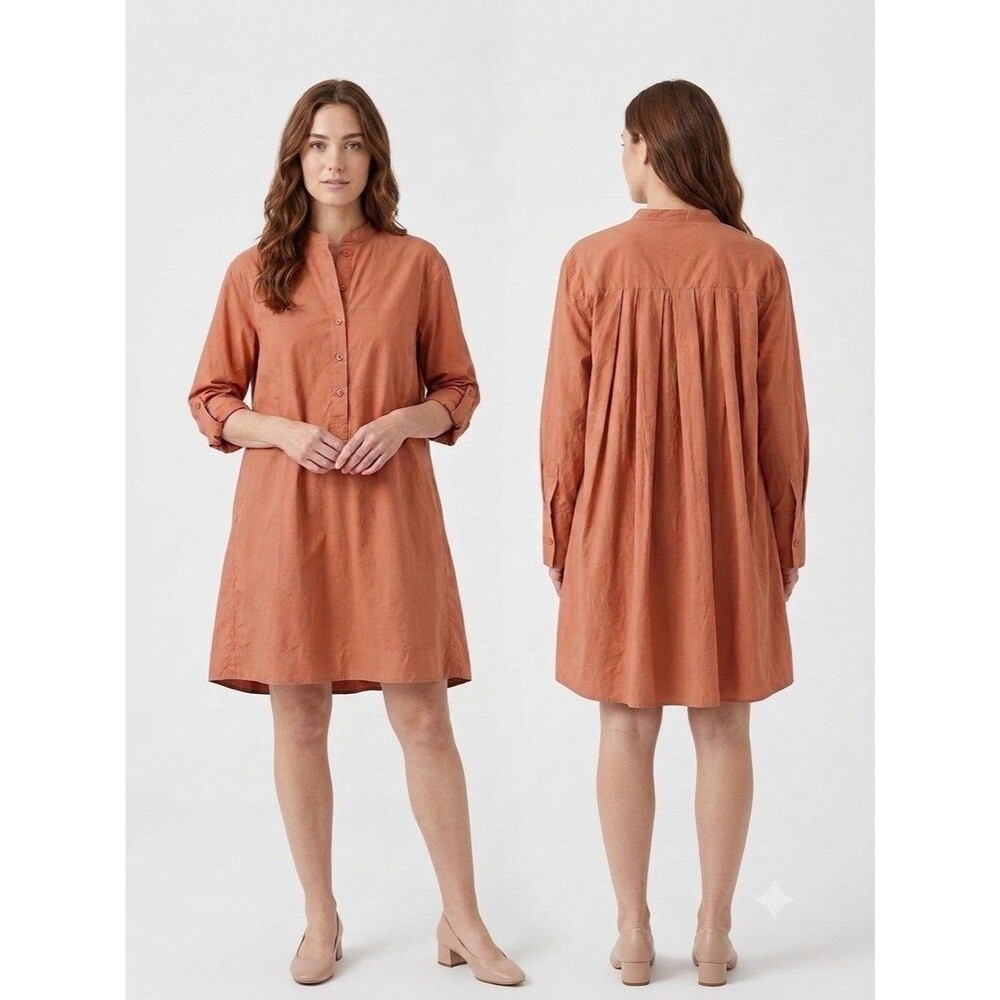 COS Womens A-Line Popover Mini Shirt Dress Sz 4 Terra Cotta Lagenlook Oversized